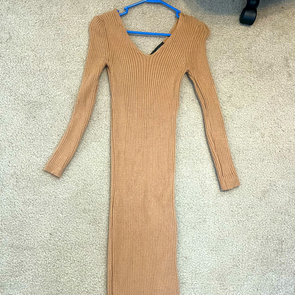 Parisian Beige Sweater Dress, Size S